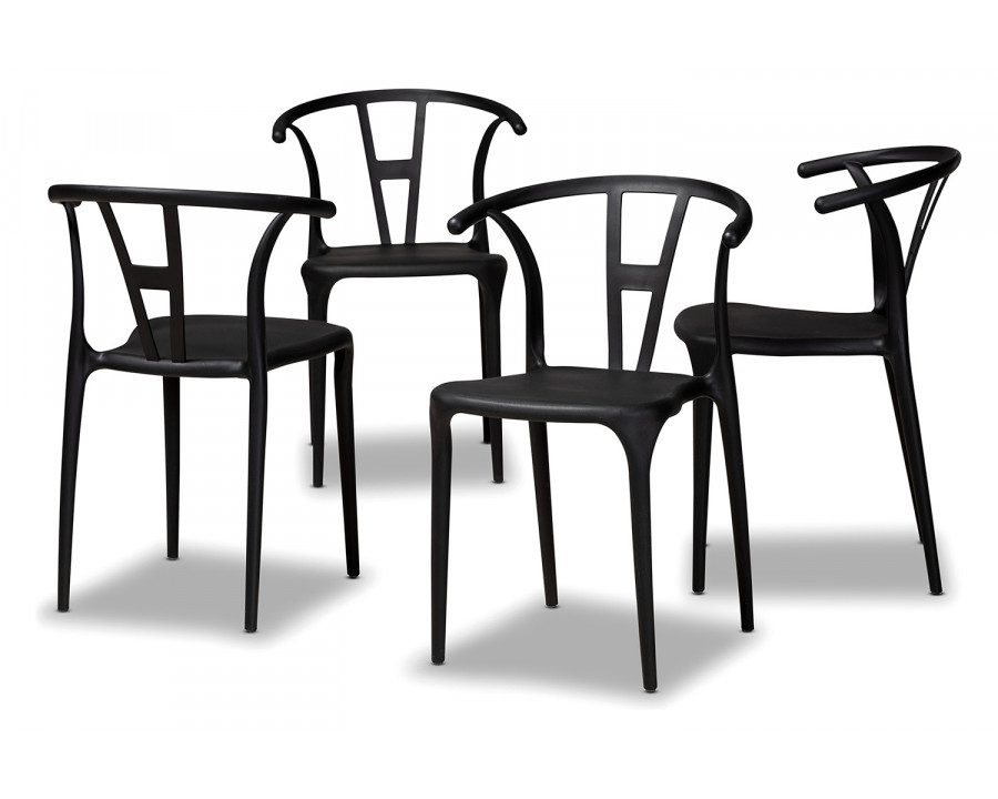 Baxton Warner Modern 4-Piece Dining Chair Set - Black