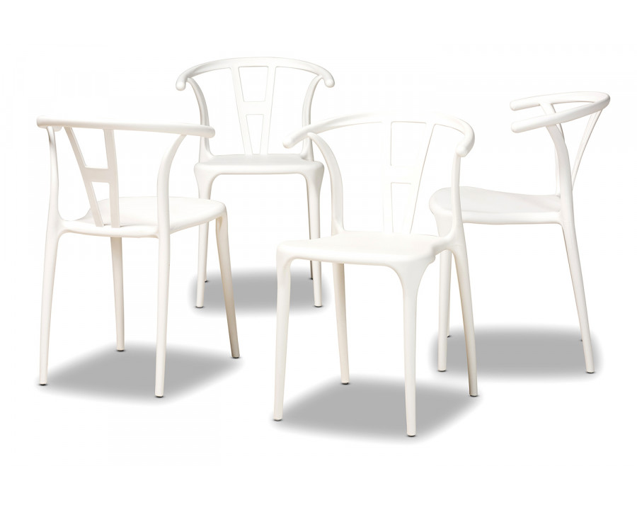 Baxton Warner Modern 4-Piece Dining Chair Set - White