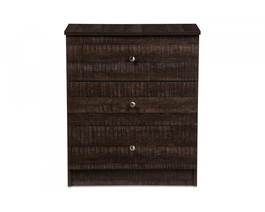 Baxton Decon Modern 3-Drawer Storage Chest - Espresso Brown