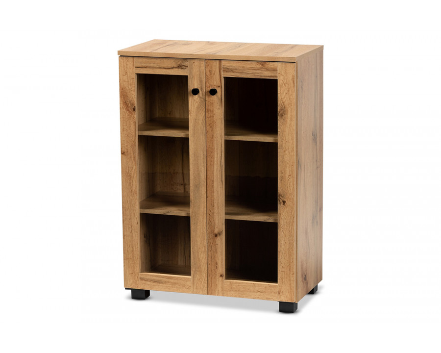 Baxton Mason Modern 2-Door Storage Cabinet with Glass Doors