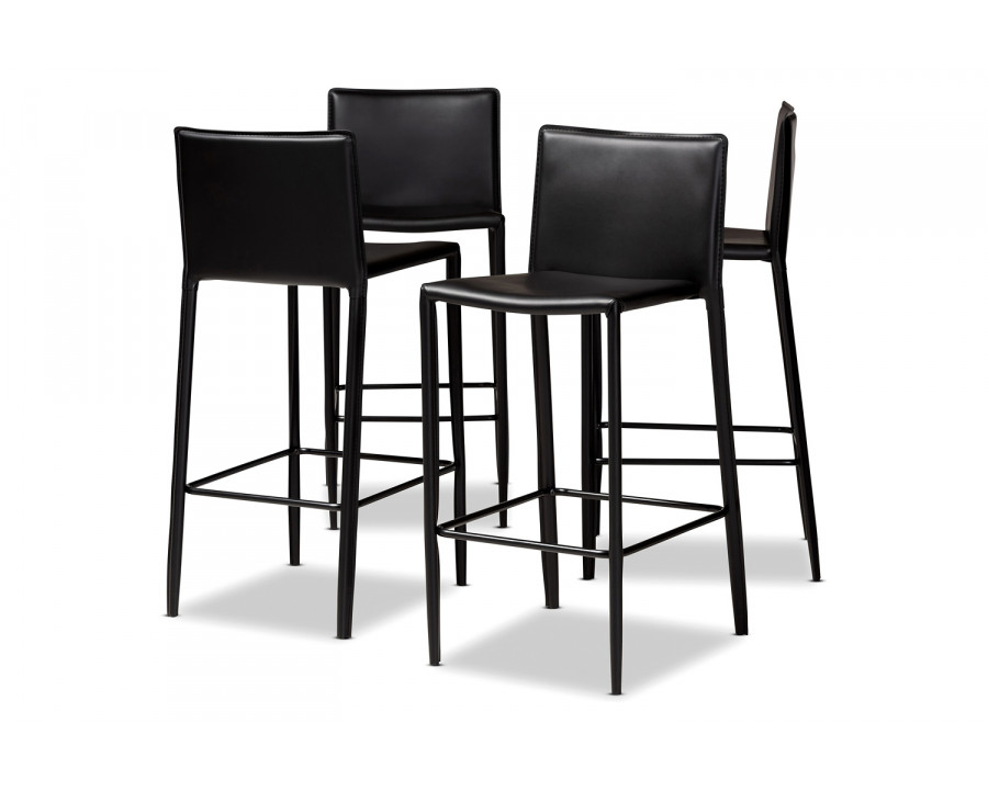 Baxton Malcom Modern 4-Piece Bar Stool Set - Black