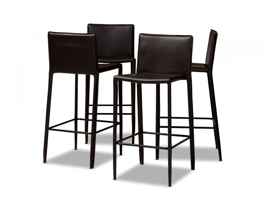 Baxton Malcom Modern 4-Piece Bar Stool Set - Brown