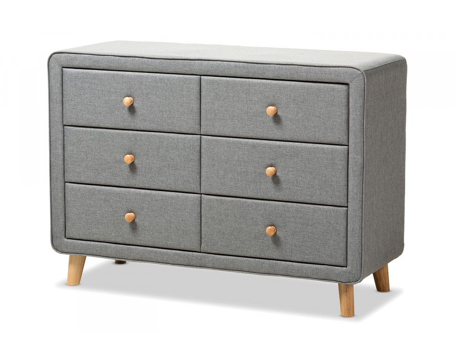 Baxton Jonesy Mid-Century 6-Drawer Dresser - Gray