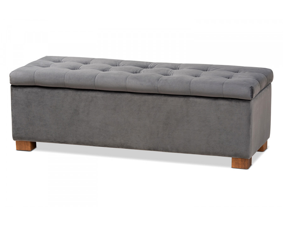 Baxton Roanoke Modern Ottoman Bench - Gray Velvet