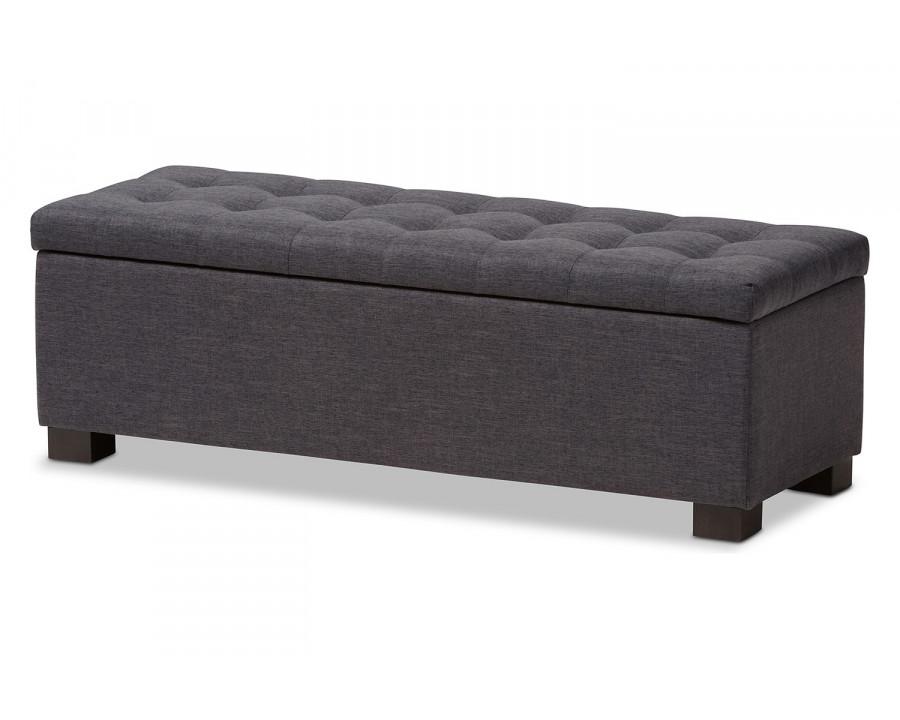 Baxton Roanoke Modern Ottoman Bench - Dark Gray