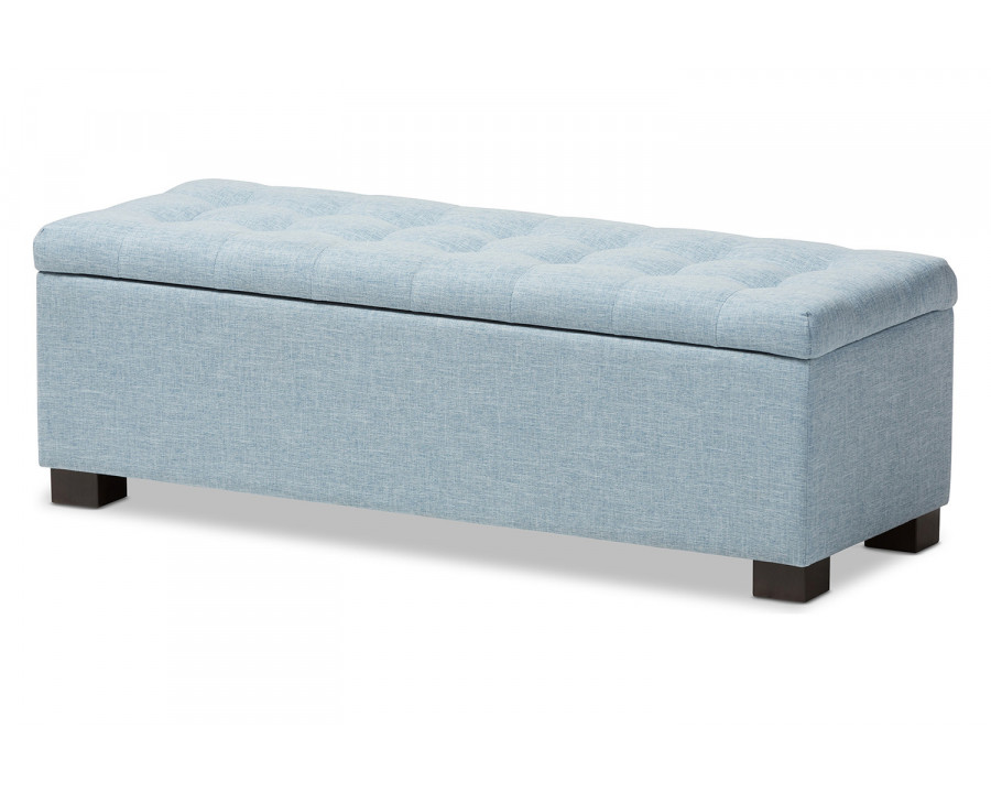 Baxton Roanoke Modern Ottoman Bench - Light Blue