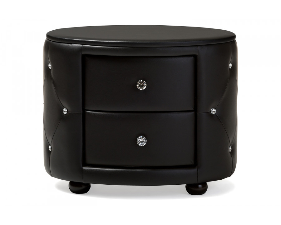 Baxton Davina Hollywood Glamour Style Oval 2-Drawer Nightstand - Black