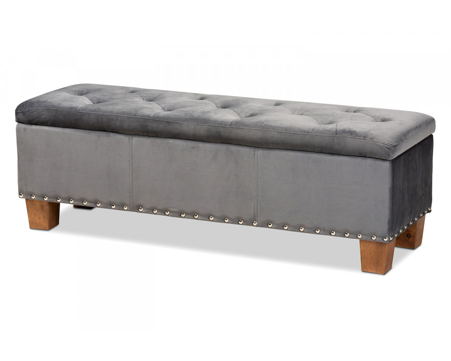 Baxton Hannah Modern Ottoman Bench - Gray Velvet