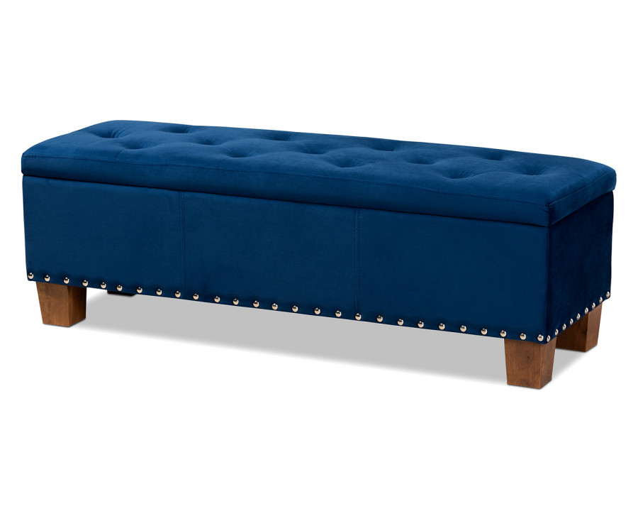 Baxton Hannah Modern Ottoman Bench - Navy Blue Velvet