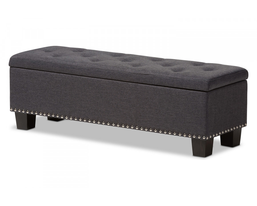 Baxton Hannah Modern Ottoman Bench - Dark Gray