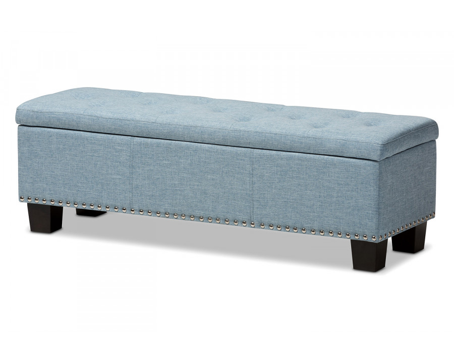 Baxton Hannah Modern Ottoman Bench - Light Blue