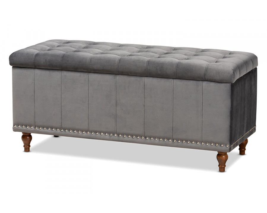 Baxton Kaylee Modern Ottoman Bench - Gray Velvet