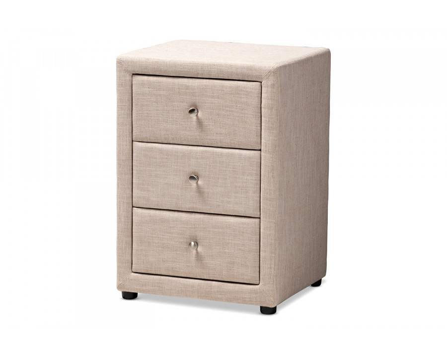 Baxton Tessa Modern 3-Drawer Nightstand - Beige