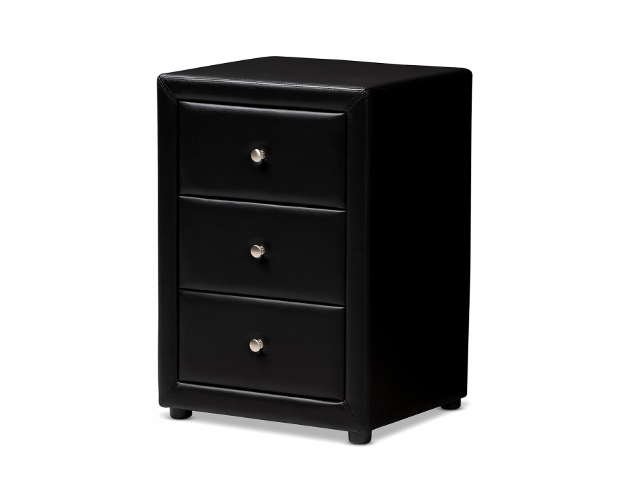 Baxton Tessa Modern 3-Drawer Nightstand - Black