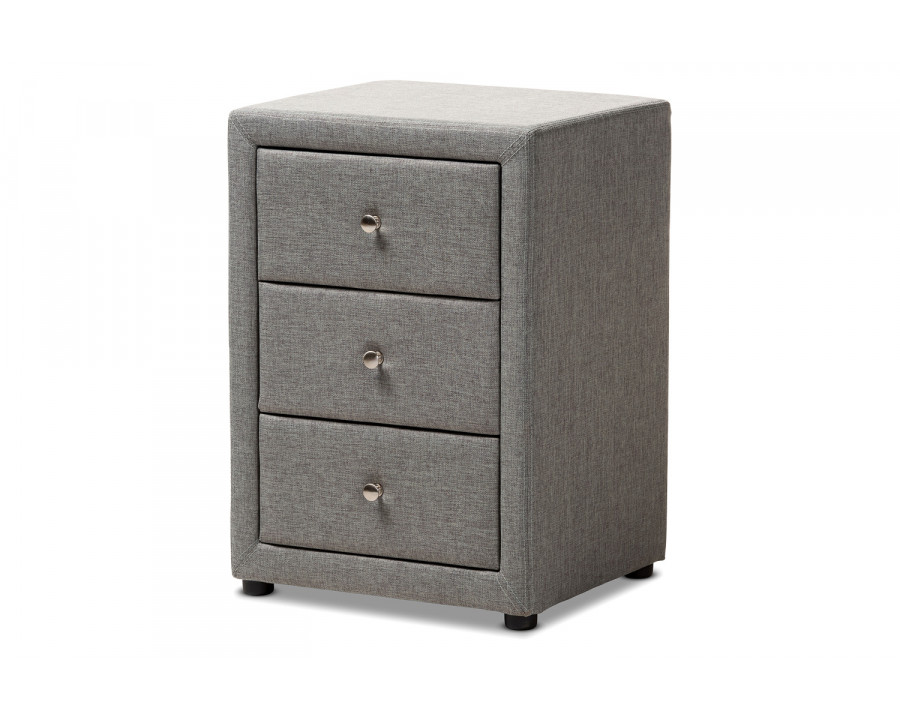 Baxton Tessa Modern 3-Drawer Nightstand - Gray