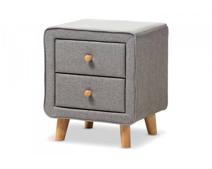 Baxton Jonesy Mid-Century 2-Drawer Nightstand - Gray