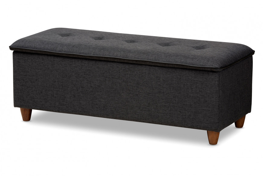 Baxton™ Marlisa Mid-Century Modern Ottoman Bench - Dark Gray