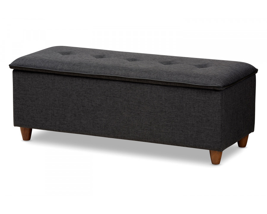 Baxton Marlisa Mid-Century Modern Ottoman Bench - Dark Gray