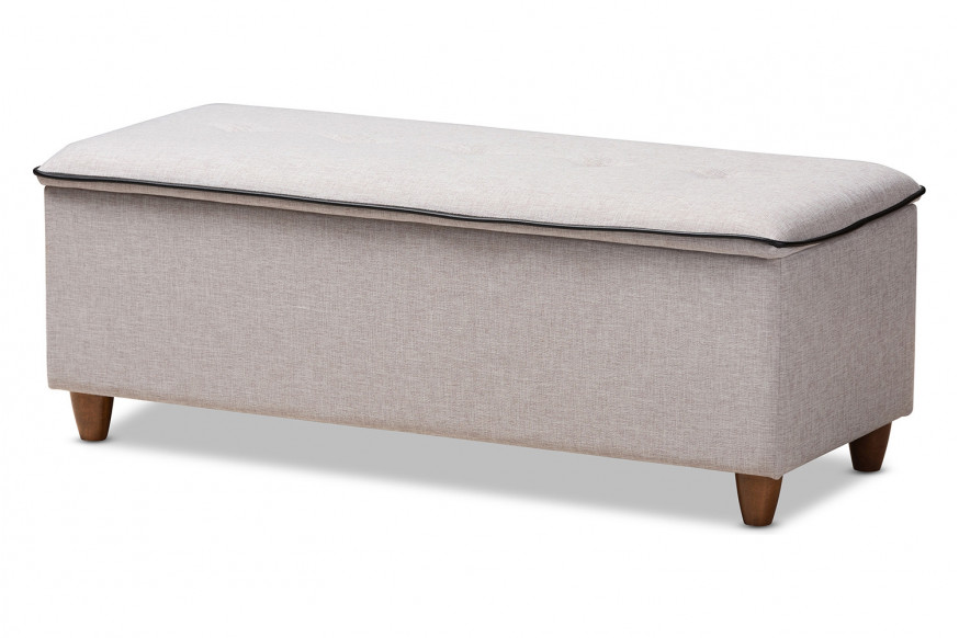 Baxton™ Marlisa Mid-Century Modern Ottoman Bench - Grayish Beige