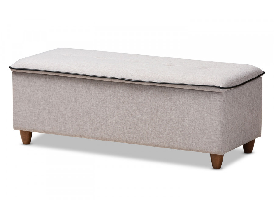 Baxton Marlisa Mid-Century Modern Ottoman Bench - Grayish Beige