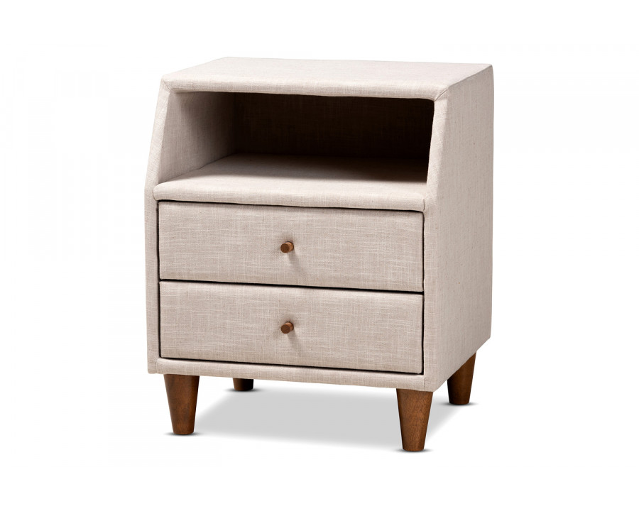 Baxton Claverie Mid-Century Modern 2-Drawer Nightstand - Beige