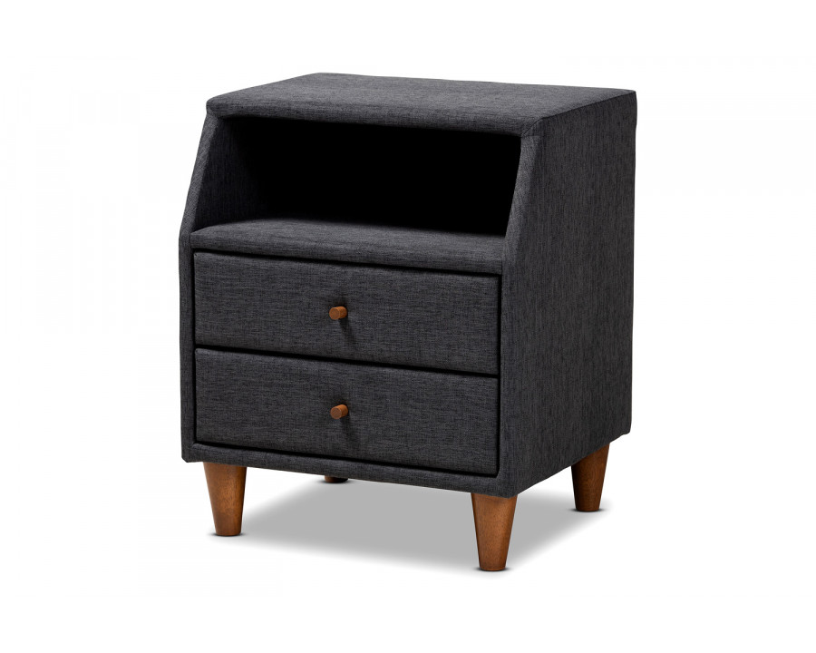 Baxton Claverie Mid-Century Modern 2-Drawer Nightstand - Dark Gray