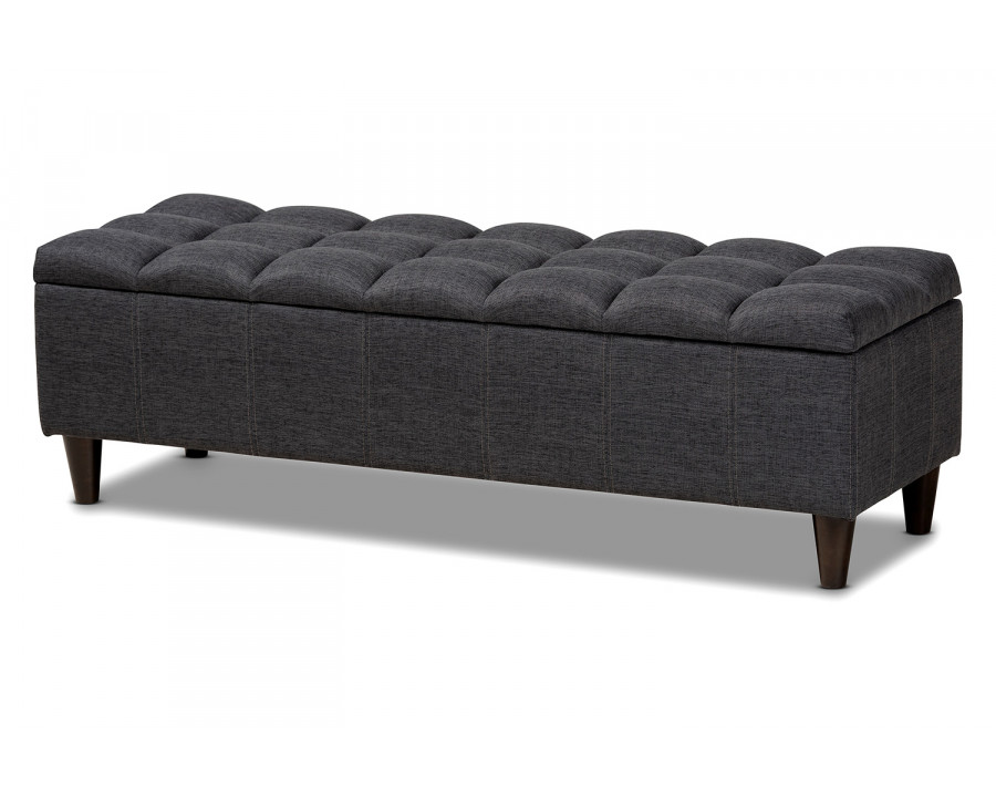 Baxton Brette Mid-Century Modern Bench Ottoman - Dark Gray