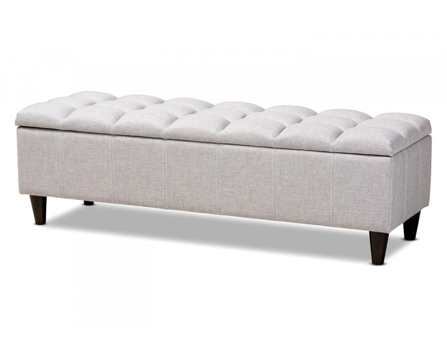 Baxton Brette Mid-Century Modern Bench Ottoman - Grayish Beige