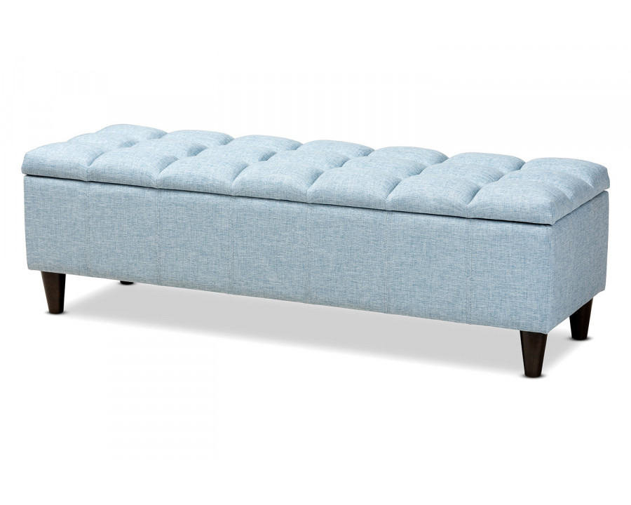 Baxton Brette Mid Century Modern Bench Ottoman - Light Blue