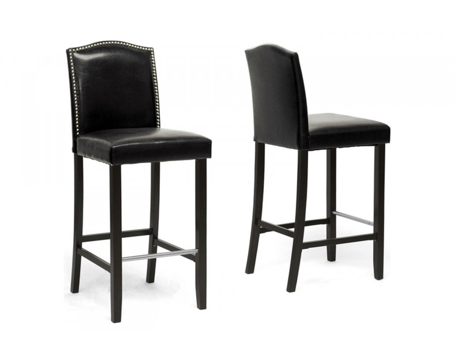 Baxton - Libra Modern 2-Piece Bar Stool with Nail Head Trim