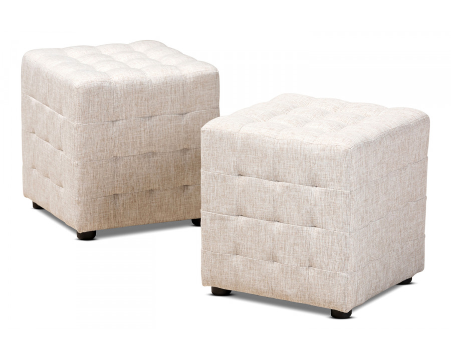 Baxton Elladio Modern 2-Piece Ottoman - Beige