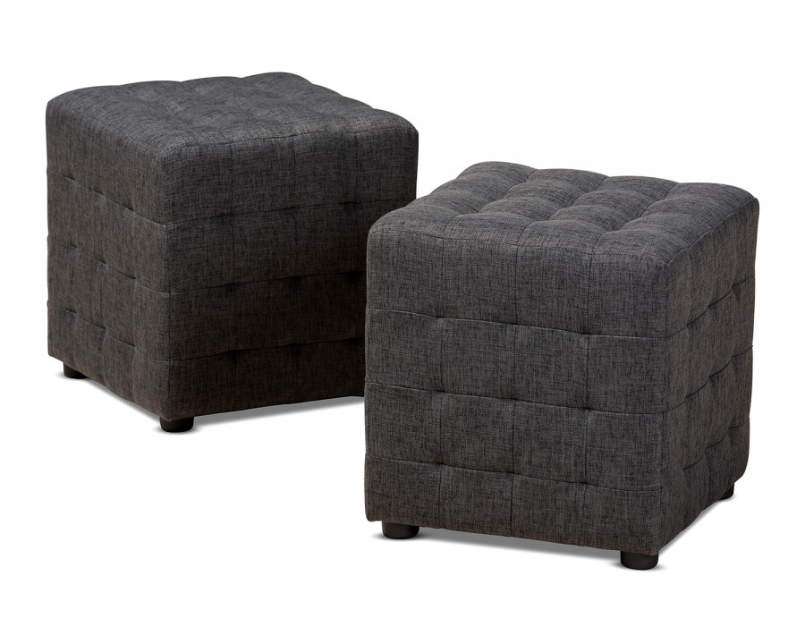 Baxton Elladio Modern 2-Piece Ottoman - Dark Gray