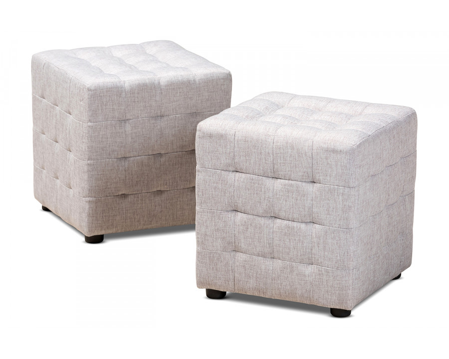 Baxton Elladio Modern 2-Piece Ottoman - Grayish Beige