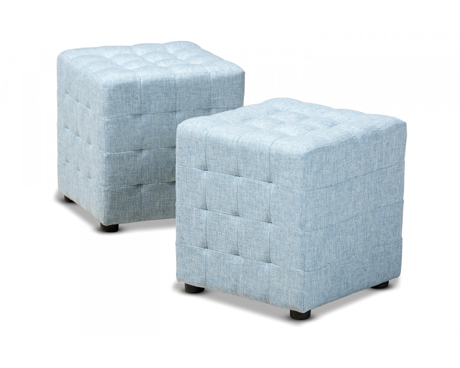 Baxton Elladio Modern 2-Piece Ottoman - Light Blue