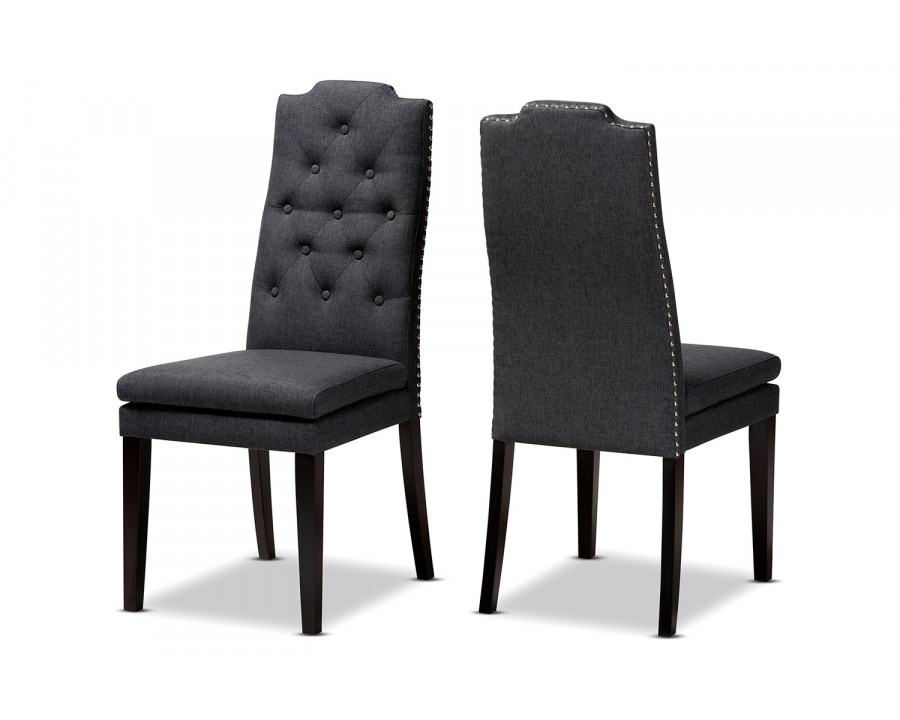 Baxton Dylin Modern 2-Piece Dining Chair - Dark Gray