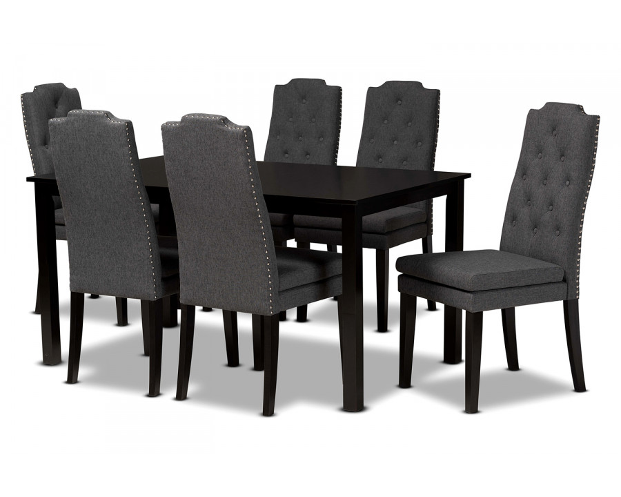 Baxton Dylin Modern 7-Piece Dining Set - Dark Gray