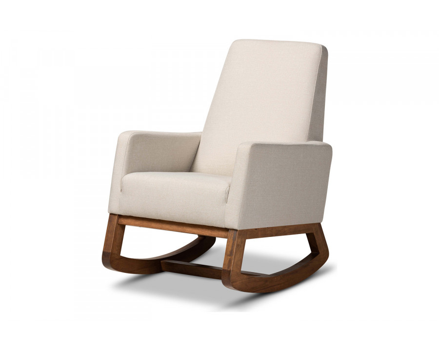 Baxton Yashiya Mid-century Retro Modern Rocking Chair - Light Beige