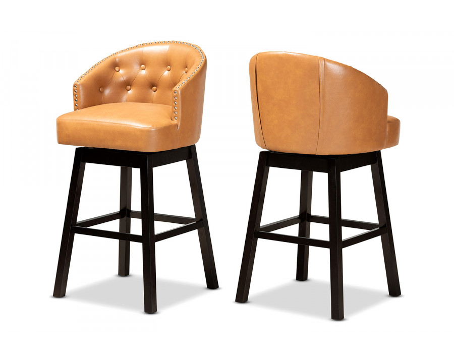 Baxton - Theron Modern 2-Piece Swivel Bar Stool Set