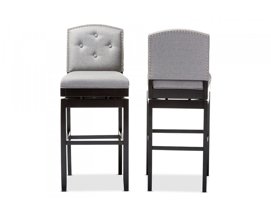 Baxton Ginaro Modern 2-Piece Swivel Bar Stool Set - Gray