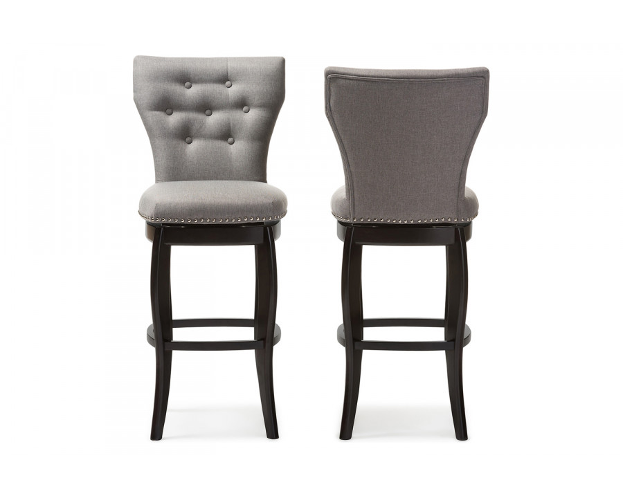 Baxton Leonice Modern 2-Piece Swivel Bar Stool Set - Gray