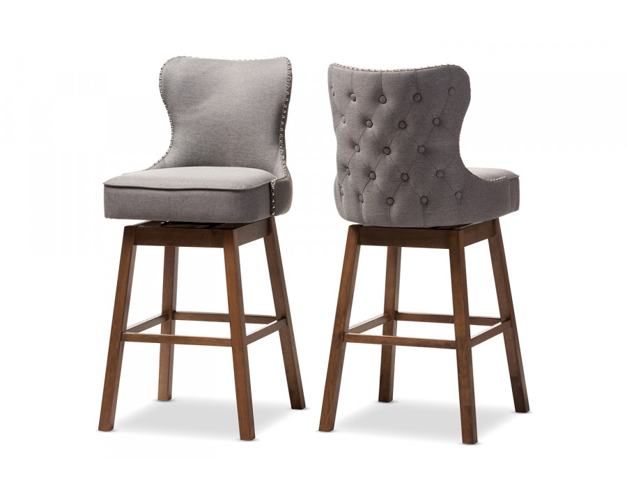 Baxton Gradisca Modern 2-Piece Swivel Barstool Set - Gray