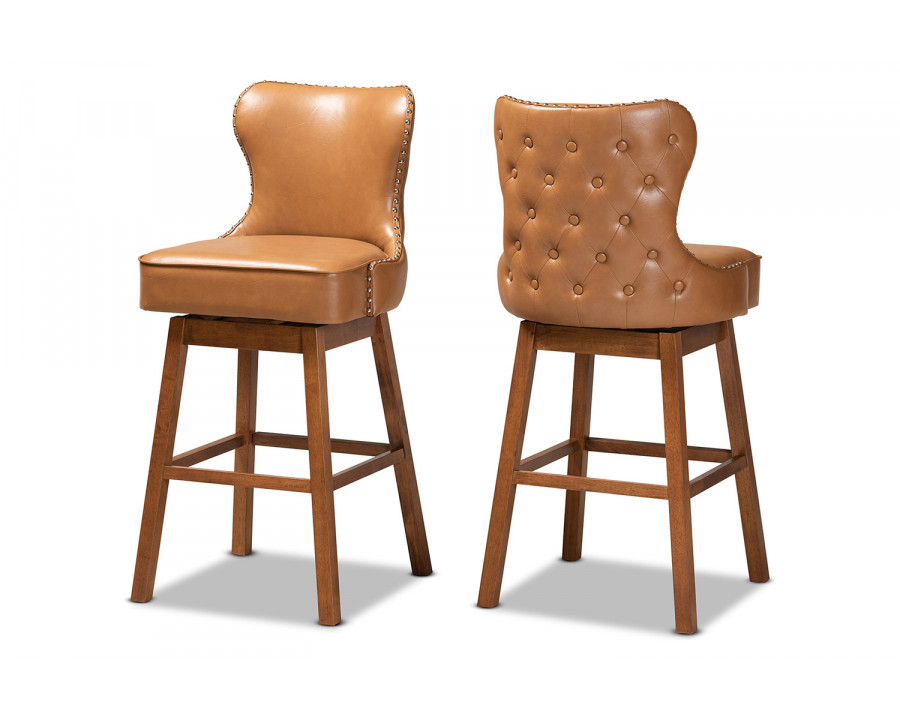 Baxton - Gradisca Modern 2-Piece Swivel Barstool Set