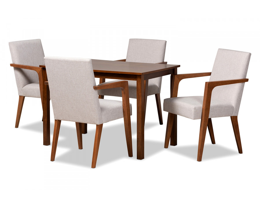 Baxton Glenda Mid-Century Modern Dining Set - 5-Piece