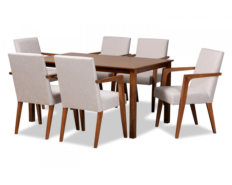 Baxton Glenda Mid-Century Modern Dining Set - 7-Piece