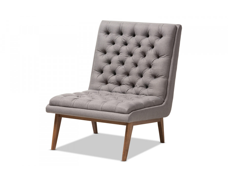 Baxton Annetha Mid Century Modern Lounge Chair - Grey