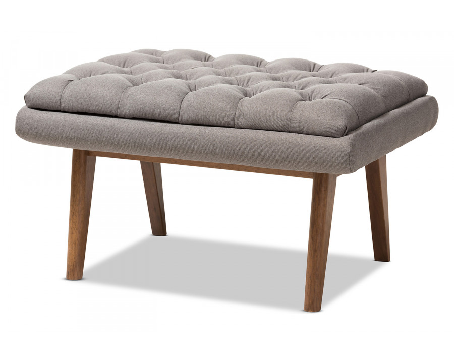 Baxton Annetha Mid-Century Modern Ottoman - Gray