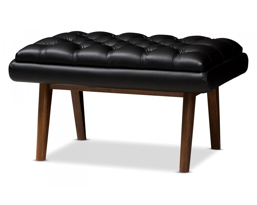 Baxton Annetha Mid-Century Modern Ottoman - Black