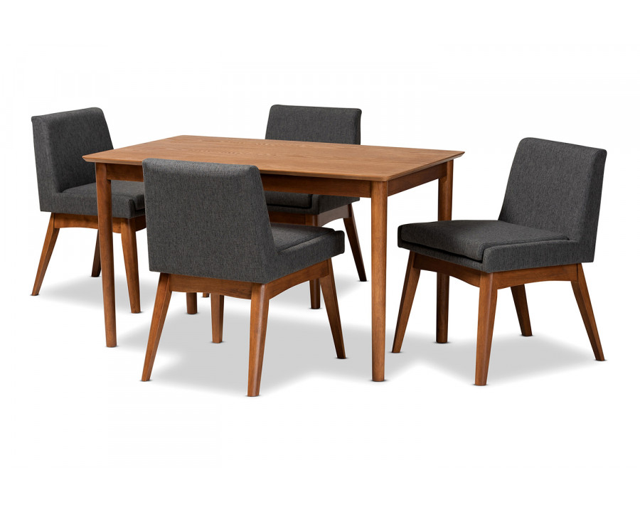 Baxton Nexus Mid-Century Modern 5-Piece Dining Set - Dark Gray