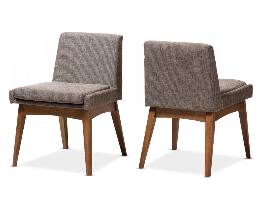 Baxton Nexus Mid-Century Modern 2-Piece Dining Side Chair Set - Gravel