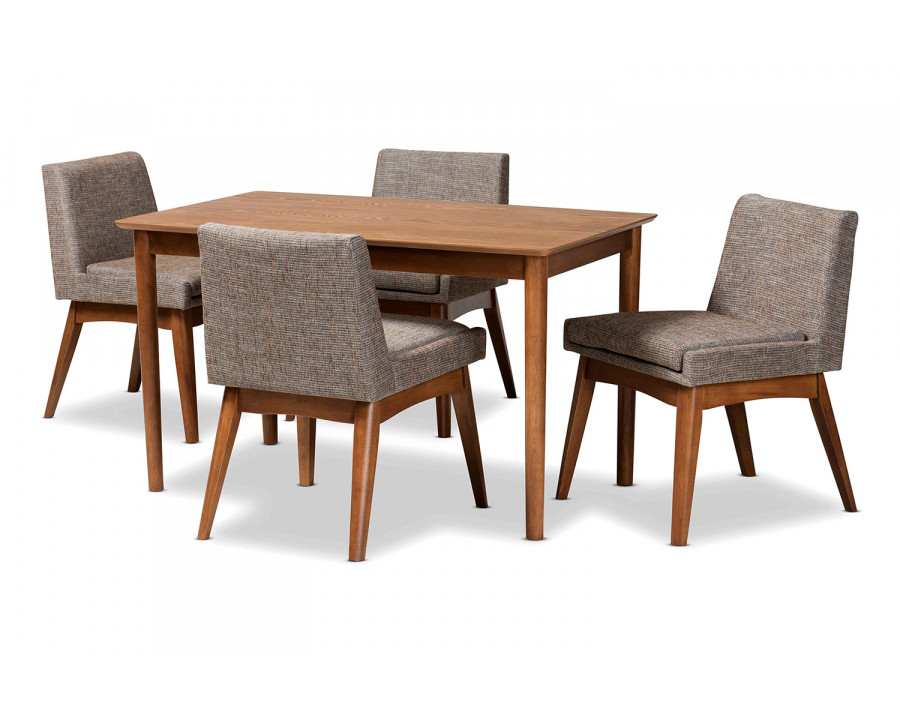 Baxton Nexus Mid-Century Modern 5-Piece Dining Set - Gravel